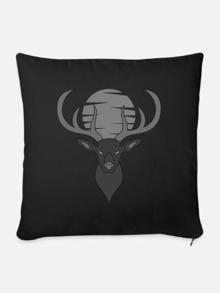 Rothirsch Geweih mit Hirschgeweih - Sofakissen mit Füllung 45 x 45 cm - Schwarz