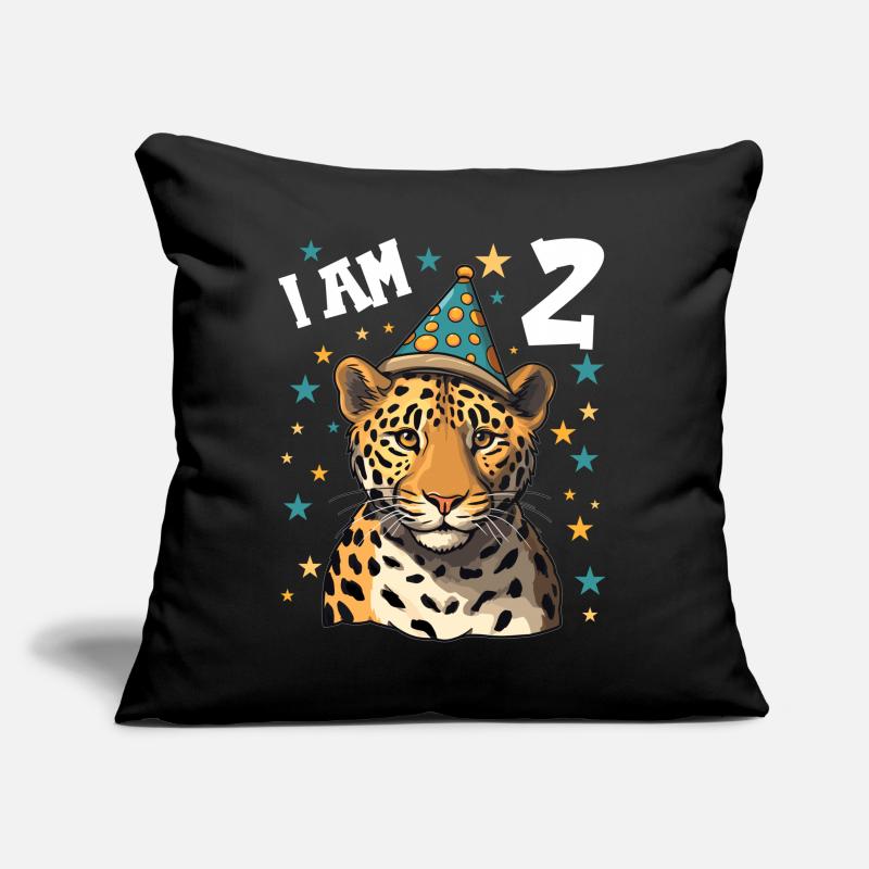 2. Geburtstag Ich bin 2 Jahre alt Leoparde Leopard Sofakissen mit Füllung 45 x 45 cm