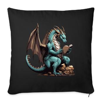 Dragons Und Bücher Nerd Dragon Liebhaber - Sofakissen mit Füllung 45 x 45 cm - Schwarz - Vorne
