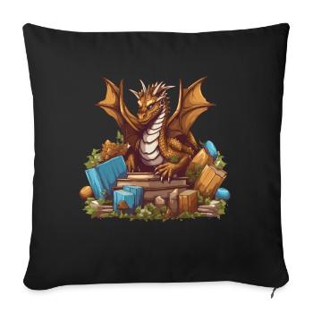 Dragons et livres Nerd Dragon Lover - Coussin et housse de 45 x 45 cm - noir - Devant