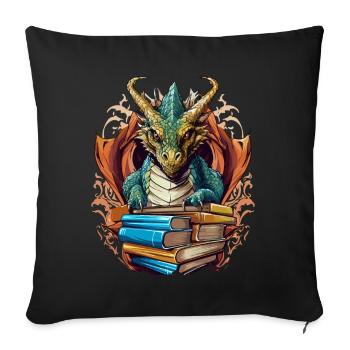 Dragons Und Bücher Nerd Dragon Liebhaber - Sofakissen mit Füllung 45 x 45 cm - Schwarz - Vorne