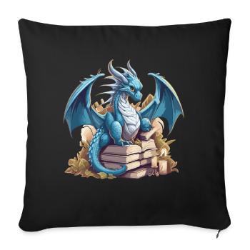 Dragons et livres Nerd Dragon Lover - Coussin et housse de 45 x 45 cm - noir - Devant
