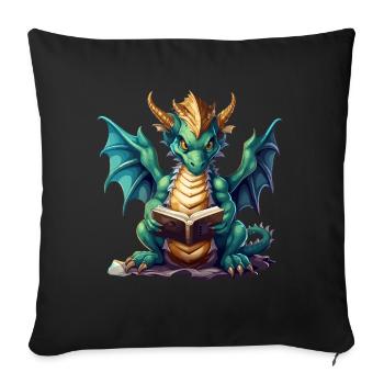 Dragons Et Livres Nerd Dragon Lovers - Coussin et housse de 45 x 45 cm - noir - Devant