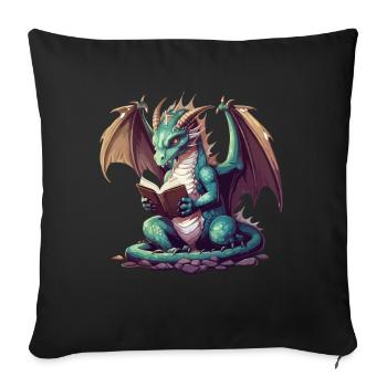 Dragons Und Bücher Nerd Dragon Liebhaber - Sofakissen mit Füllung 45 x 45 cm - Schwarz - Vorne