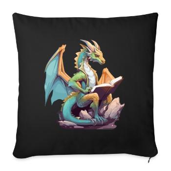 Dragons Und Bücher Nerd Dragon Liebhaber - Sofakissen mit Füllung 45 x 45 cm - Schwarz - Vorne