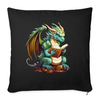 Dragons Und Bücher Nerd Dragon Liebhaber - Sofakissen mit Füllung 45 x 45 cm - Schwarz - Vorne