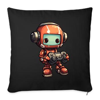 Robot mignon Joueur Robot de jeu drôle - Coussin et housse de 45 x 45 cm - noir - Devant