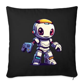 Robot mignon Joueur Robot de jeu drôle - Coussin et housse de 45 x 45 cm - noir - Devant