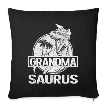 Omasaurus T Rex Dinosaure Granny Saurus - Coussin et housse de 45 x 45 cm - noir - Devant