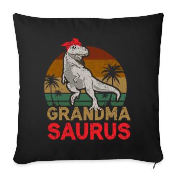Omasaurus T Rex Dinosaure Granny Saurus - Coussin et housse de 45 x 45 cm - noir - Devant