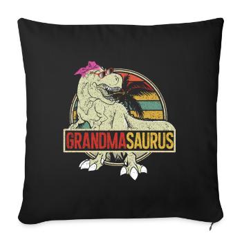 Omasaurus T Rex Dinosaure Granny Saurus - Coussin et housse de 45 x 45 cm - noir - Devant