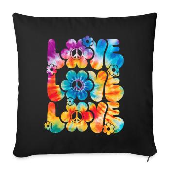 Groovy Tie Dye rétro des années 70 Hippie Vintage - Coussin et housse de 45 x 45 cm - noir - Devant