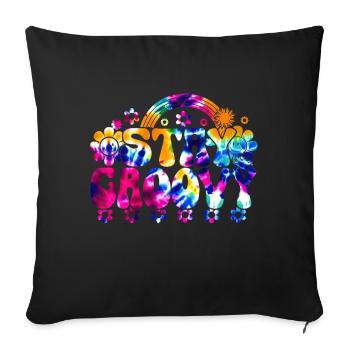 Groovy Tie Dye rétro des années 70 Hippie Vintage - Coussin et housse de 45 x 45 cm - noir - Devant