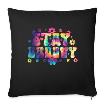 Groovy Tie Dye rétro des années 70 Hippie Vintage - Coussin et housse de 45 x 45 cm - noir - Devant