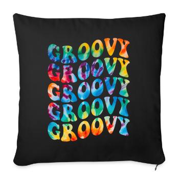 Groovy Tie Dye Retro 70s Hippie Vintage - Sofa pillow with filling 45cm x 45cm - black - Front