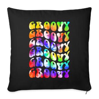 Groovy Tie Dye rétro des années 70 Hippie Vintage - Coussin et housse de 45 x 45 cm - noir - Devant