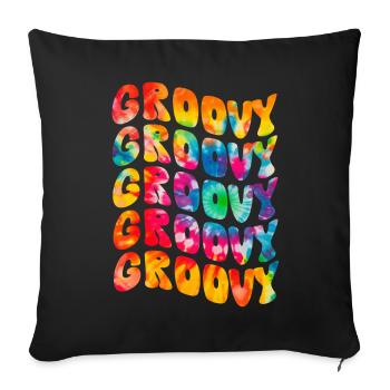 Groovy Tie Dye rétro des années 70 Hippie Vintage - Coussin et housse de 45 x 45 cm - noir - Devant