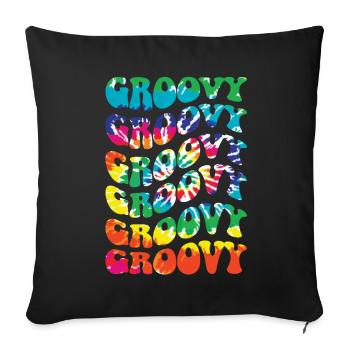 Groovy Tie Dye rétro des années 70 Hippie Vintage - Coussin et housse de 45 x 45 cm - noir - Devant