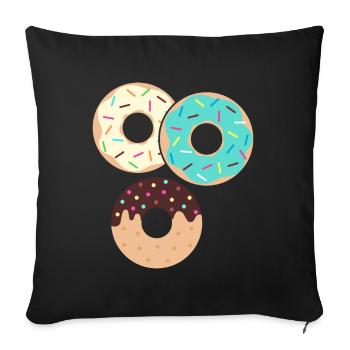 Donut sur le thème Donut pulvérisé drôle mignon - Coussin et housse de 45 x 45 cm - noir - Devant