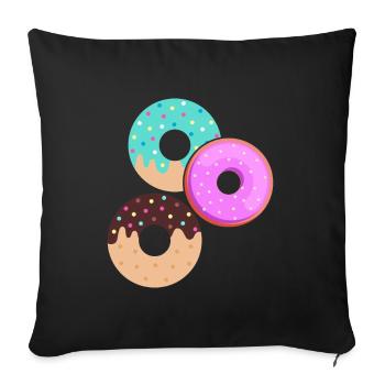 Donut sur le thème Donut pulvérisé drôle mignon - Coussin et housse de 45 x 45 cm - noir - Devant
