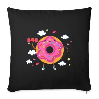 Donut sur le thème Donut pulvérisé drôle mignon - Coussin et housse de 45 x 45 cm - noir - Devant