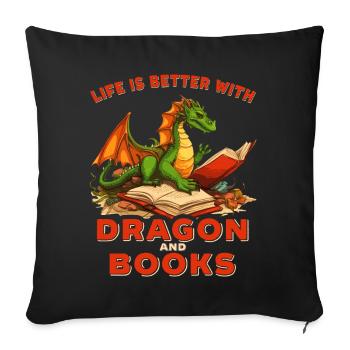 Dragons and Books Dragon Lover Bookish - Sofa pillow with filling 45cm x 45cm - black - Front