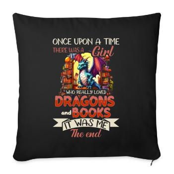 Dragons and Books Dragon Lover Bookish - Sofa pillow with filling 45cm x 45cm - black - Front