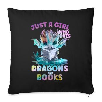 Dragons and Books Dragon Lover Bookish - Sofa pillow with filling 45cm x 45cm - black - Front