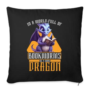 Dragons and Books Dragon Lover Bookish - Sofa pillow with filling 45cm x 45cm - black - Front