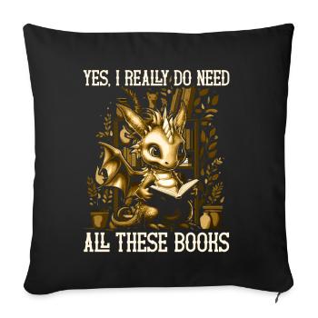 Dragons et livres Dragon Lover Bookish - Coussin et housse de 45 x 45 cm - noir - Devant