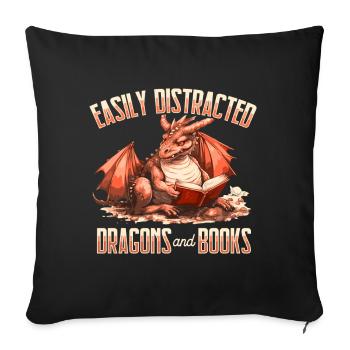 Dragons et livres Dragon Lover Bookish - Coussin et housse de 45 x 45 cm - noir - Devant