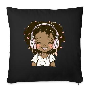 K-Pop Anime Musique Kpop afro-américaine - Coussin et housse de 45 x 45 cm - noir - Devant