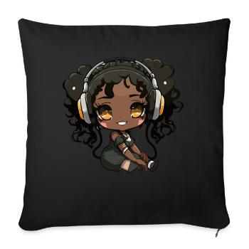 K-Pop Anime Musique Kpop afro-américaine - Coussin et housse de 45 x 45 cm - noir - Devant