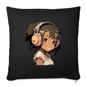 K-Pop Anime Musique Kpop afro-américaine - Coussin et housse de 45 x 45 cm - noir - Devant