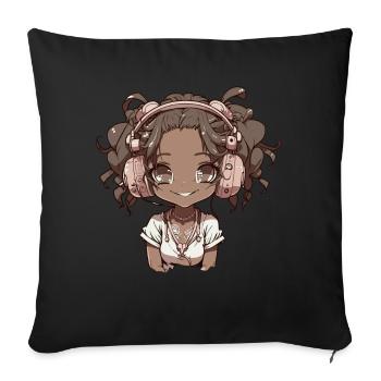 K-Pop Anime Musique Kpop afro-américaine - Coussin et housse de 45 x 45 cm - noir - Devant