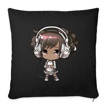K-Pop Anime Musique Kpop afro-américaine - Coussin et housse de 45 x 45 cm - noir - Devant