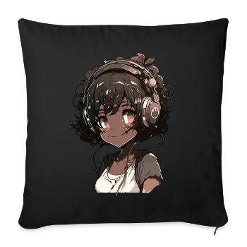 K-Pop Anime Musique Kpop afro-américaine - Coussin et housse de 45 x 45 cm - noir - Devant