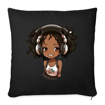 K-Pop Anime Musique Kpop afro-américaine - Coussin et housse de 45 x 45 cm - noir - Devant