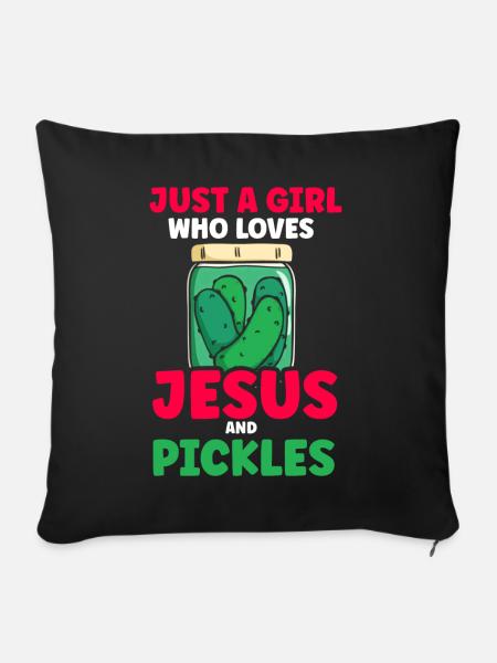 Pickles & Jesus Pickle Gemüseanbau - Sofakissen mit Füllung 45 x 45 cm - Schwarz