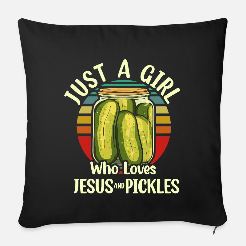 Pickles & Jesus Pickle Vegetable Growing - Sofa pillow with filling 45cm x 45cm - black