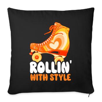 Roller Skates Funny 80s Roller Disco Skating - Sofa pillow with filling 45cm x 45cm - black - Front