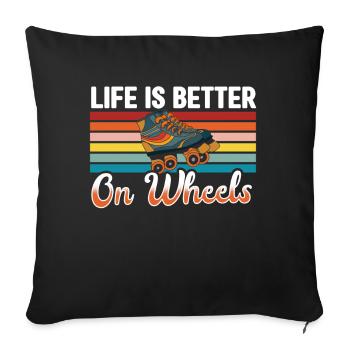 Roller Skates Funny 80s Roller Disco Skating - Sofa pillow with filling 45cm x 45cm - black - Front