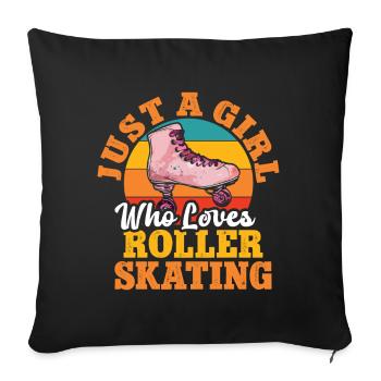 Roller Skates Funny 80s Roller Disco Skating - Sofa pillow with filling 45cm x 45cm - black - Front