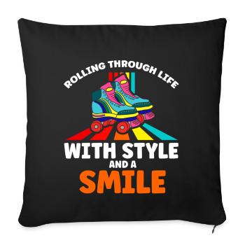 Roller Skates Funny 80s Roller Disco Skating - Sofa pillow with filling 45cm x 45cm - black - Front