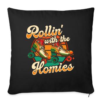 Roller Skates Funny 80s Roller Disco Skating - Sofa pillow with filling 45cm x 45cm - black - Front