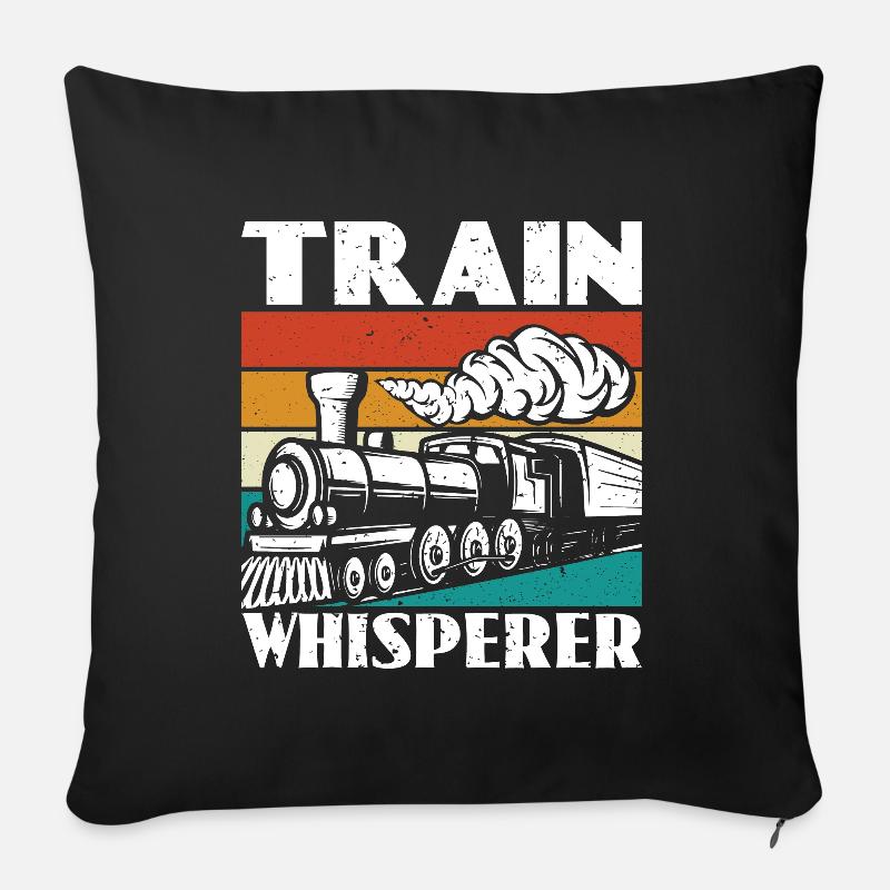 Train Whisperer - Train Driver - Sofa pillow with filling 45cm x 45cm - black