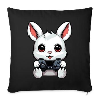 Cute Rabbit Player Gaming Bunny Lover - Sofa pillow with filling 45cm x 45cm - black - Front