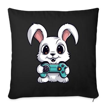 Cute Rabbit Player Gaming Bunny Lover - Sofa pillow with filling 45cm x 45cm - black - Front