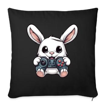 Cute Rabbit Player Gaming Bunny Lover - Sofa pillow with filling 45cm x 45cm - black - Front