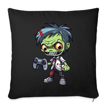 Mignon Zombie Joueur Gaming Zombie Lover - Coussin et housse de 45 x 45 cm - noir - Devant